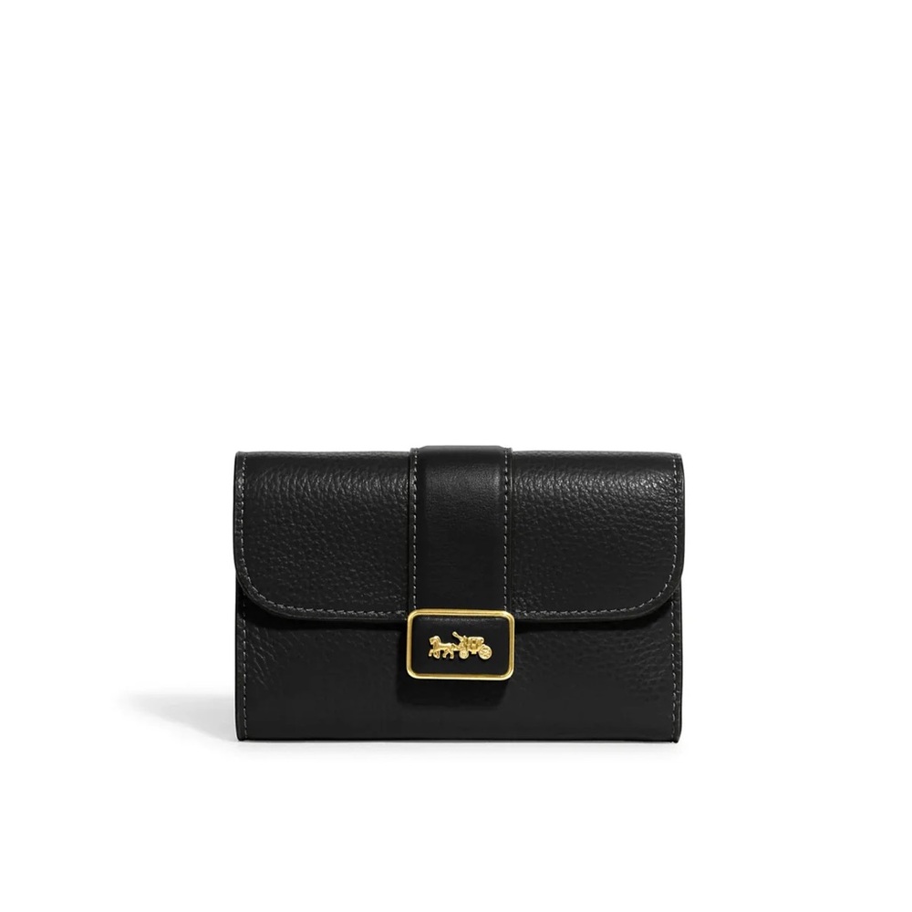 Coach Medium Grace Wallet | Black Leather with Gold Detail